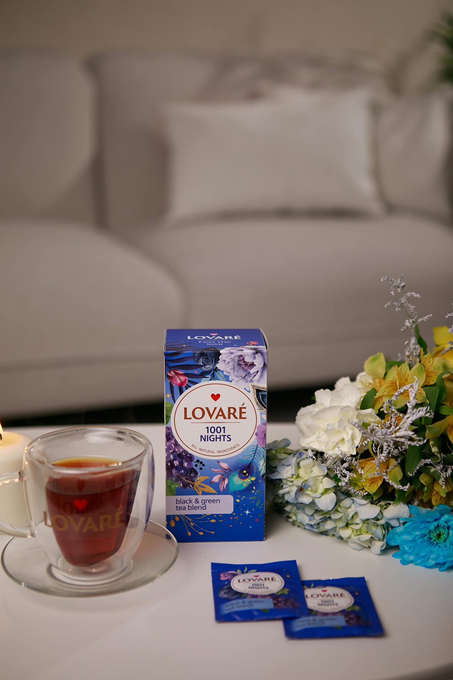 Lovare Set Of 4 Assorted Tea Bags Variety Pack 48 G - Made In Ukraine - 24 Black, Green Tea Sampler Bags X 2 G - Tea Bags Indivi