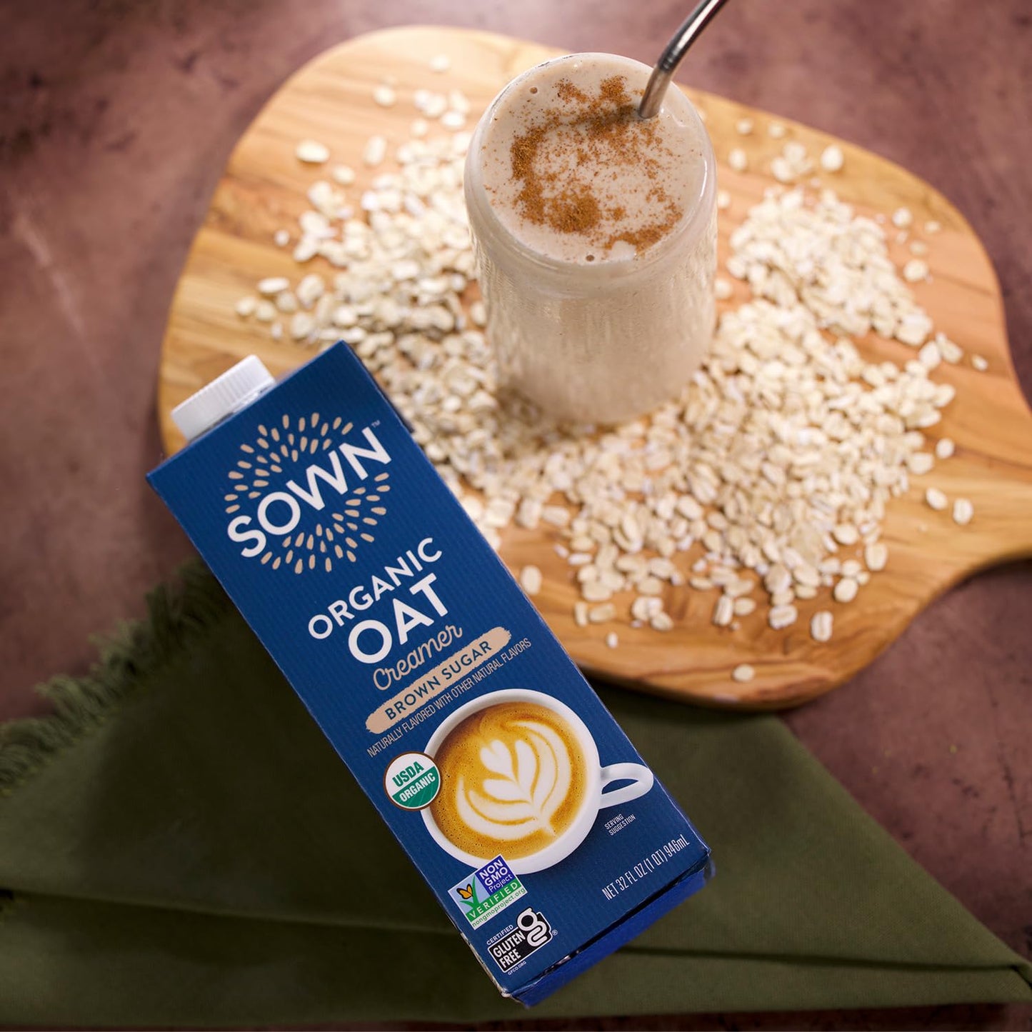 SOWN Organic Oat Creamer Brown Sugar - Barista Oat Milk Non Dairy Coffee Creamer - Plant Based, Dairy-Free, Vegan, Gluten-Free,