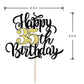 Leetaivie Happy 35Th Birthday Cake Topper, Black Gold Glitter Birthday Cake Topper, 35Th Anniversary/ 35Th Birthday Party Decora
