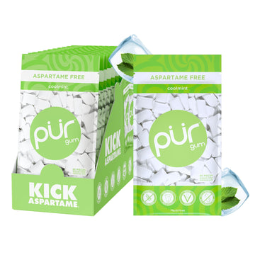 Pur Gum | Aspartame Free Chewing Gum | 100% Xylitol | Natural Coolmint Flavored Gum, 55 Pieces (Pack Of 12)