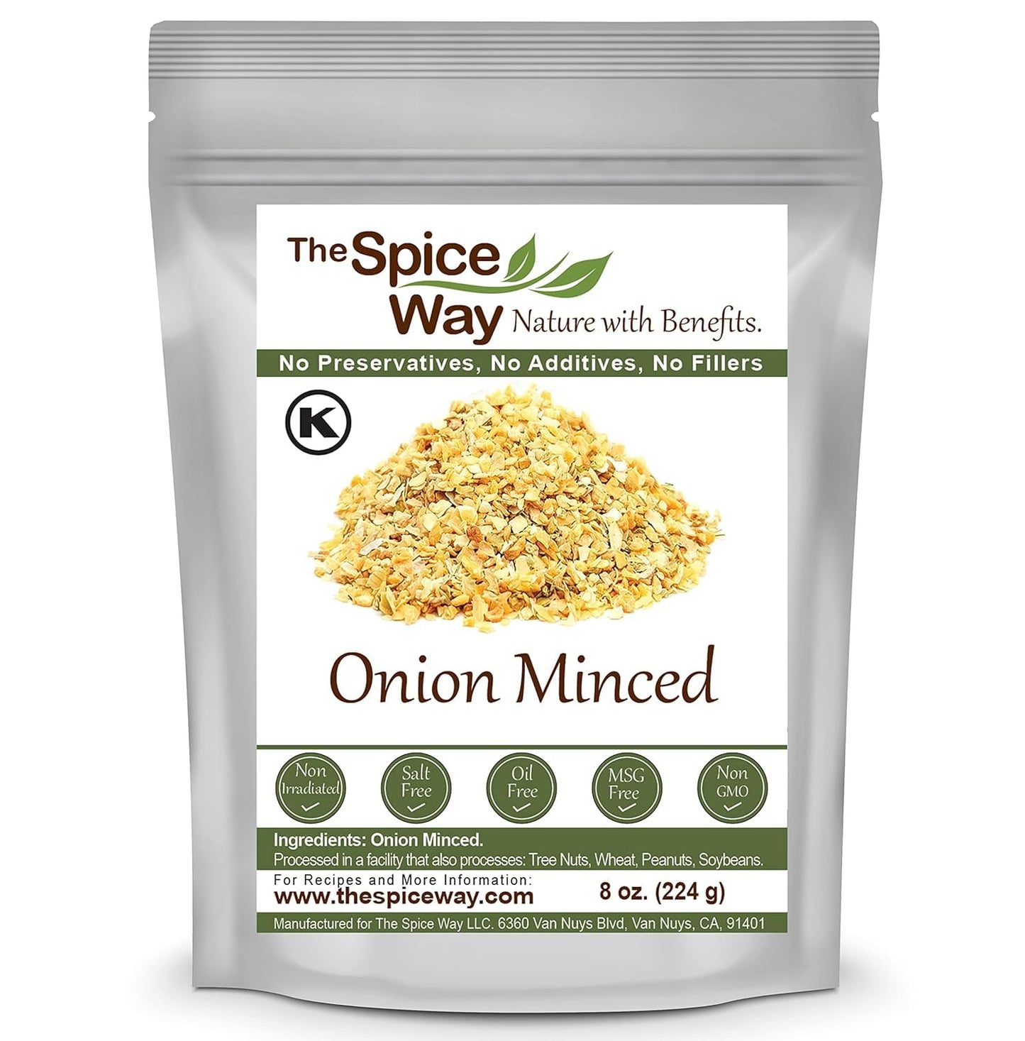 The Spice Way Minced Onion - 8 Oz - Bulk Dehydrated Onions Flakes More Coarse Than Powder Or Granules
