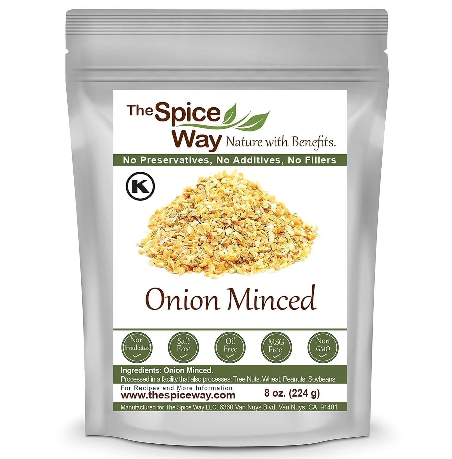 The Spice Way Minced Onion - 8 Oz - Bulk Dehydrated Onions Flakes More Coarse Than Powder Or Granules