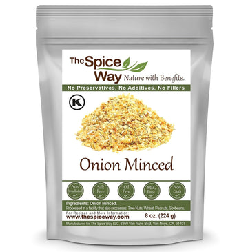 The Spice Way Minced Onion - 8 Oz - Bulk Dehydrated Onions Flakes More Coarse Than Powder Or Granules