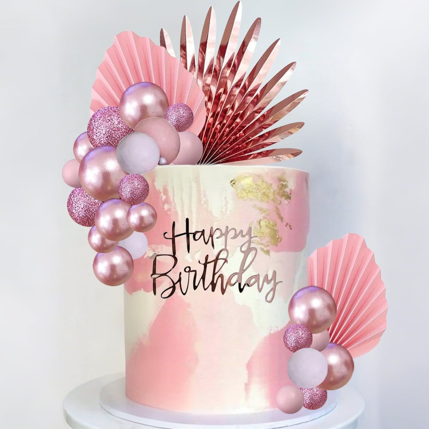 Rose Pink Cake Toppers Rose Cake Decorations For Women Birthday Boho Wedding Pink Cake Decor Birthday Cake Decoration (Rose Pink