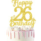 26 Birthday Cake Toppers-Gold Glitter, 26Th Cake Topper For Men,26 Cake Topper For Women, 26Th Birthday Decorations,26Th Birthda