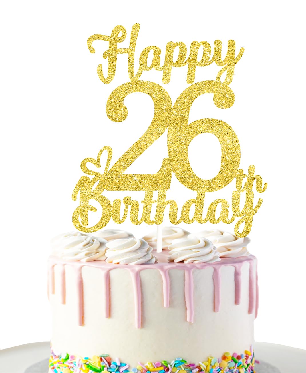 26 Birthday Cake Toppers-Gold Glitter, 26Th Cake Topper For Men,26 Cake Topper For Women, 26Th Birthday Decorations,26Th Birthda