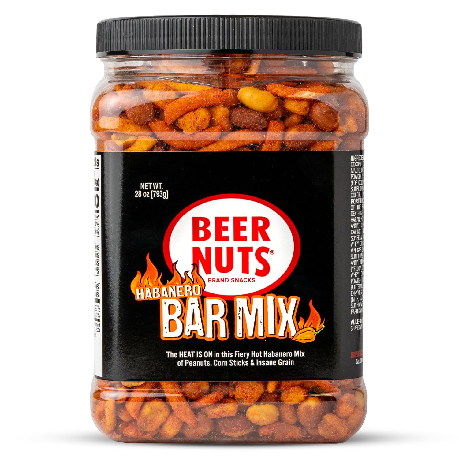 Malt Drink Nuts Habanero Bar Mix  Fiery Hot Habanero Mix Of Peanuts  Corn Sticks & Insane Grain  Spicy Bar Mix For Any Party  Resealable Jar (28Oz  Habenero)