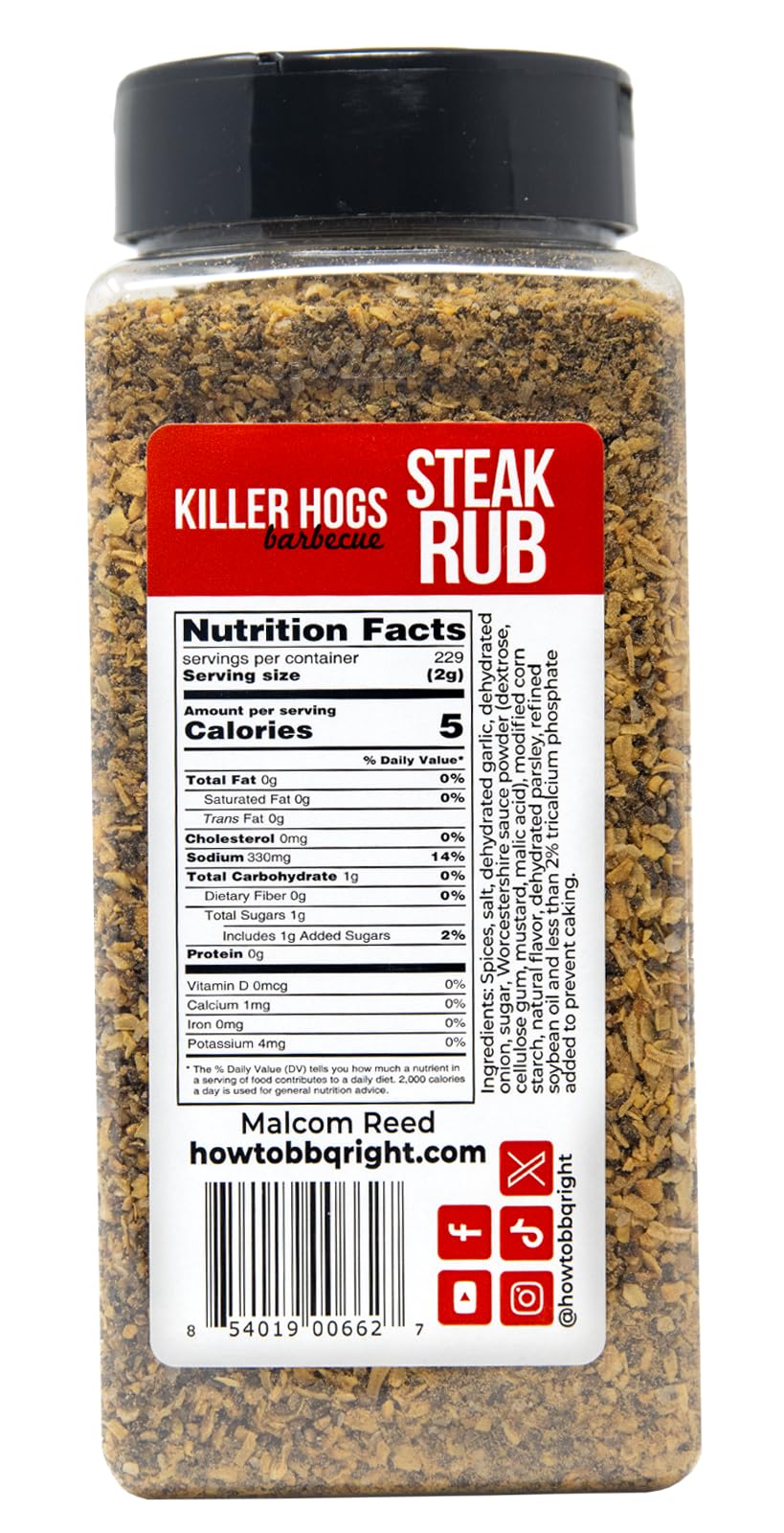 reduceer Hogs Steak Rub - Championship BBQ Seasoning for Beef & Burgers - 16.2 Ounces