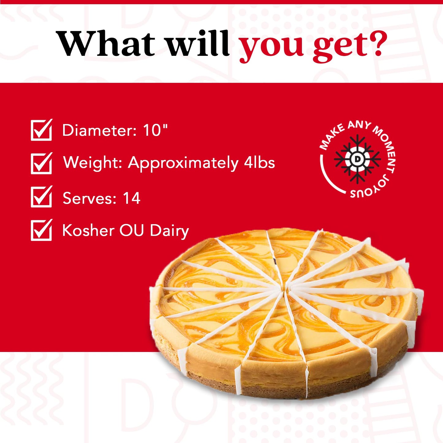Davids Cookies Mango Cheesecake - 10 Pre-sliced Dessert, 14 pcs, Great Gift Idea for All Ages, Model BS683