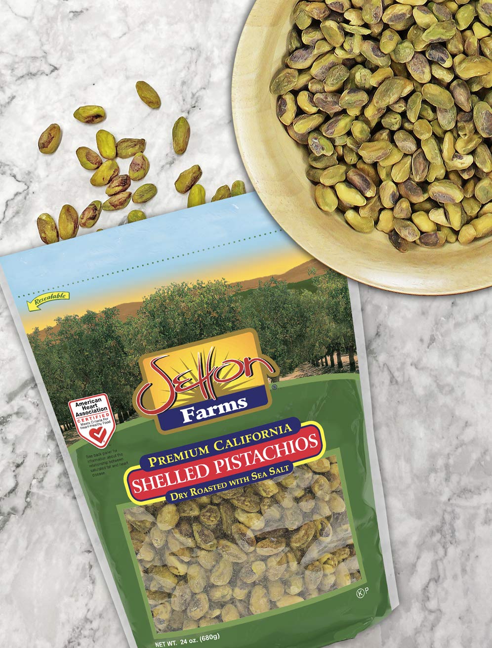 Setton Farms Roasted & Salted California Shelled Pistachios, 6 Oz Bag, Non-GMO, Gluten Free, Vegan, Kosher