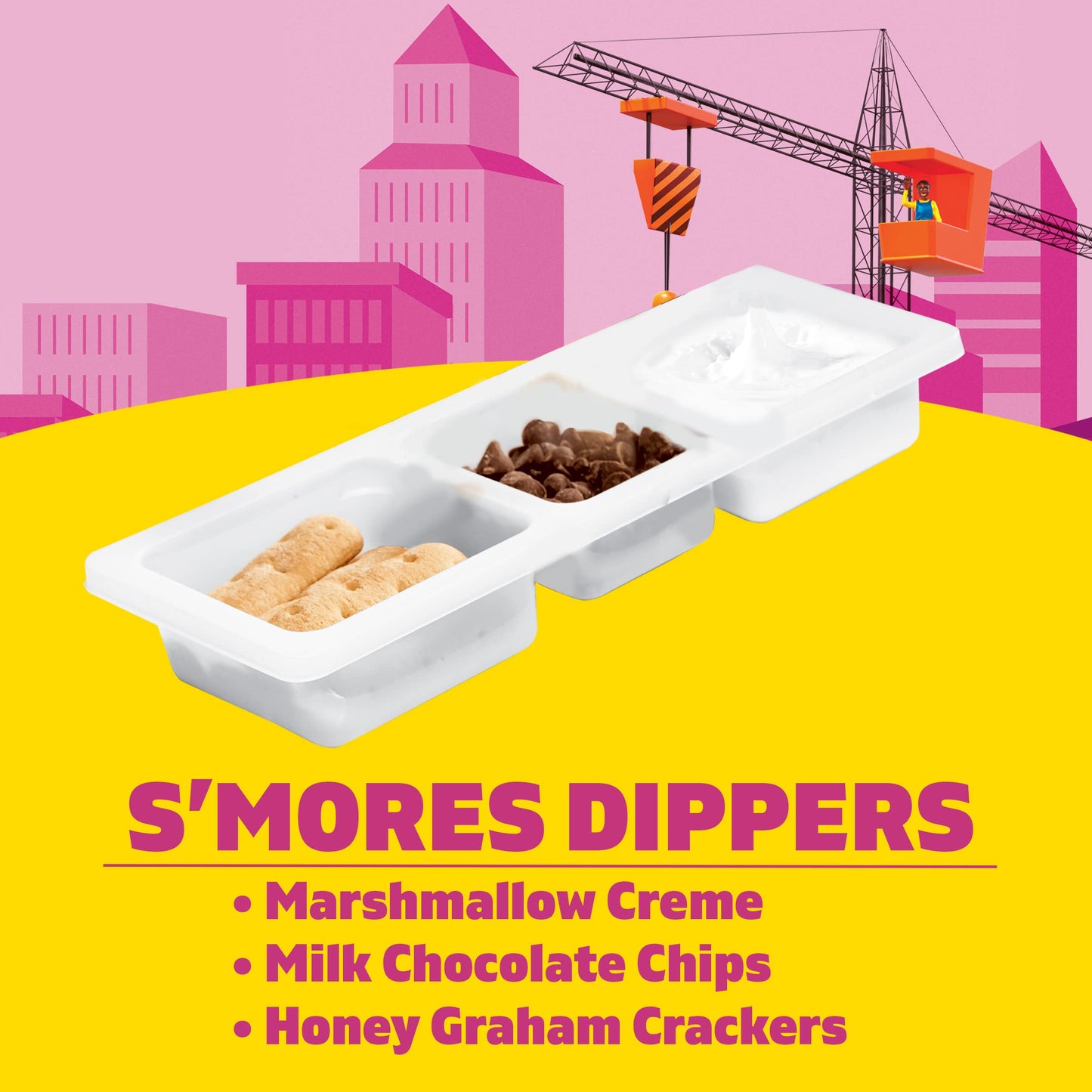 Lunchables Smores Dippers Snack Pack with Honey Graham Sticks (Milk Chocolate Chips & Marshmallow Creme, 12 ct Pack, 2.3 oz Tra