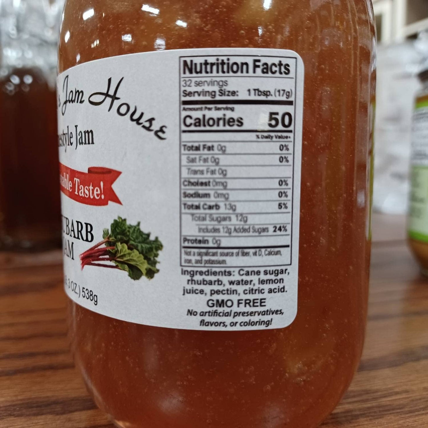 Grandmas Jam House Homestyle Rhubarb Jam, 1 Pint Jar, Multi Color