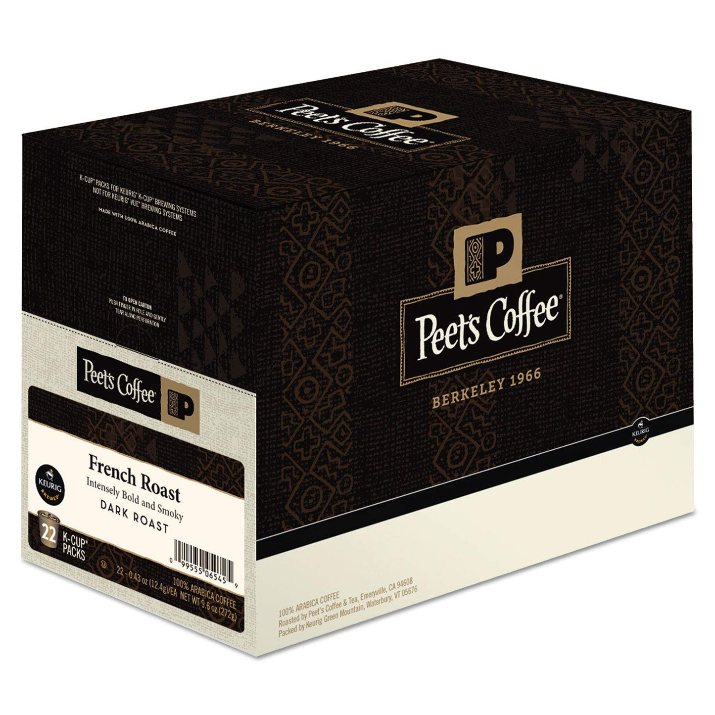 Peets Coffee French Roast, Dark Roast, 22 Count Single Serve K-Cup Coffee Pods for Keurig Coffee Maker