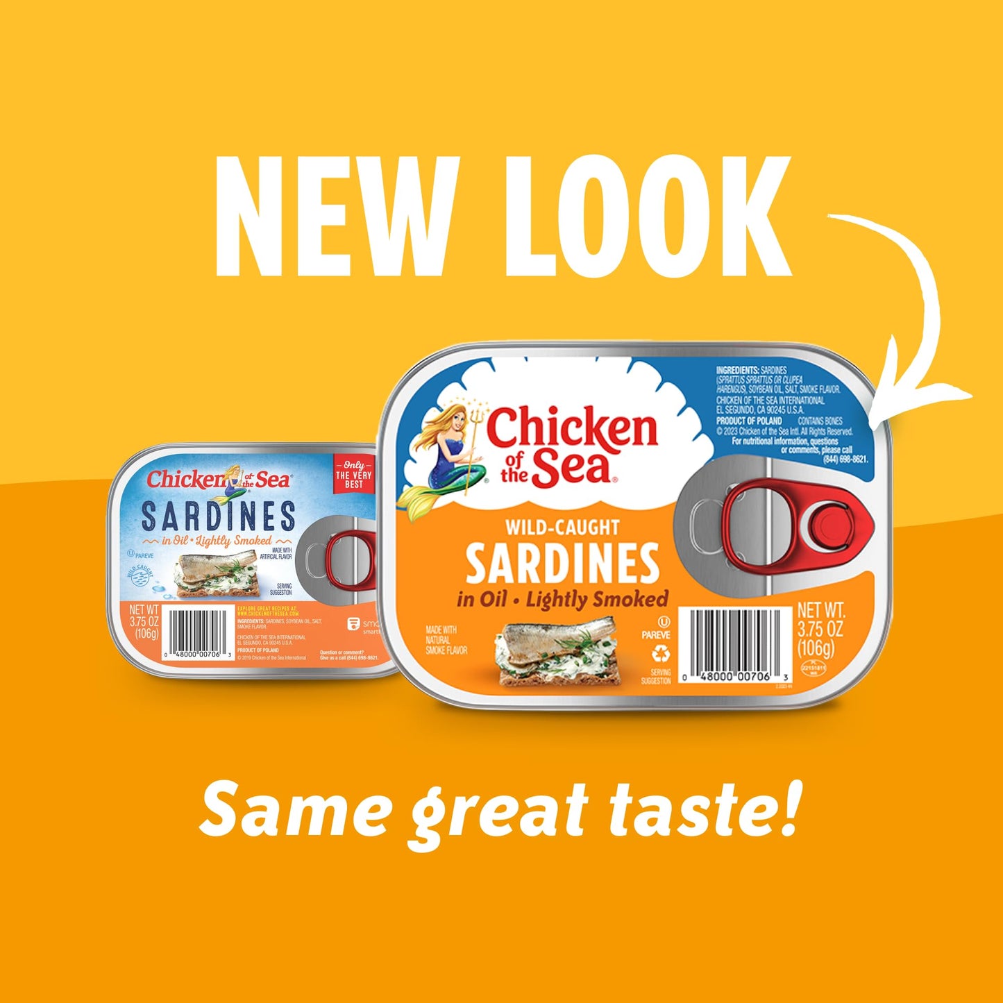 Chicken of the Sea Smoked Sardines in Oil, Wild Caught, 3.75 oz Cans, Pack of 18