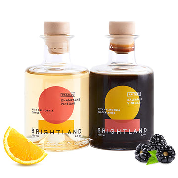 Brightland Balsamic Vinegar & Champagne Vinegar Duo - Artisanal Vinegars for Cooking & Drizzling - 6.7 Fl Oz