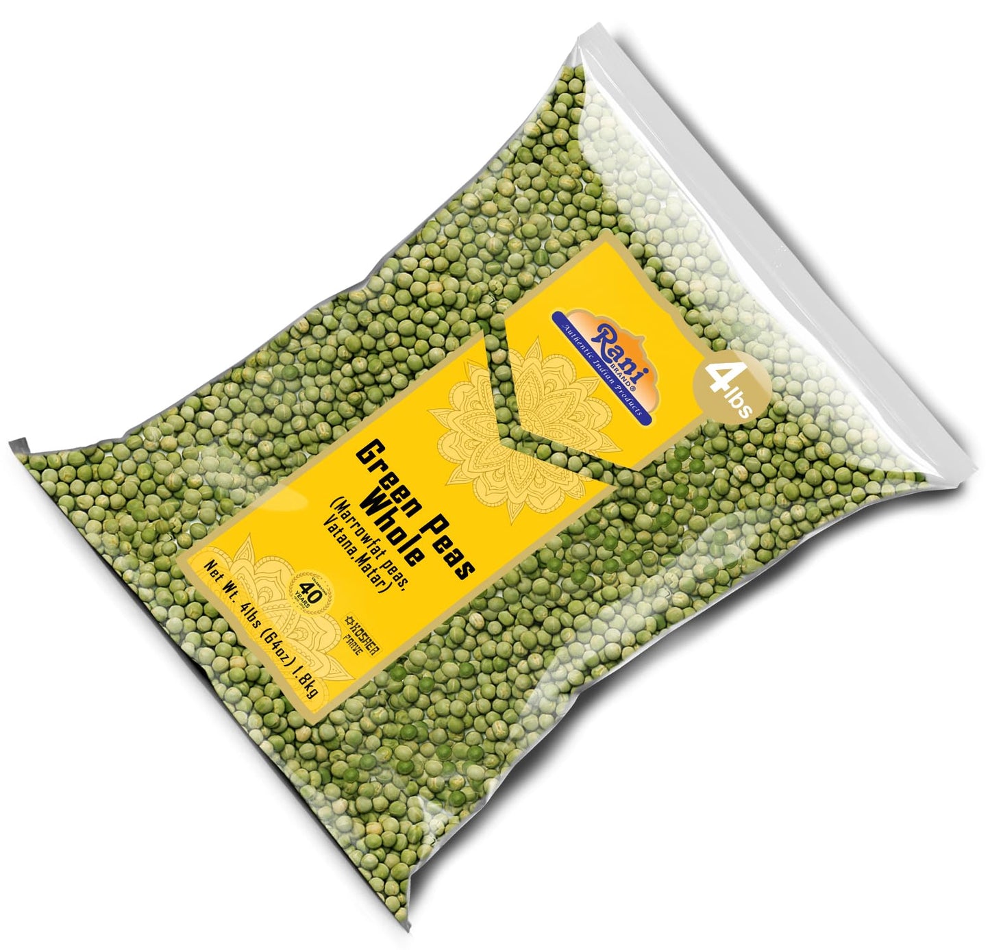 Rani Green Peas Whole, Dried (Marrowfat Peas, Vatana, Matar) 64oz (4lbs) 1.81kg Bulk ~ Used to make Mushy Peas | All Natural | V