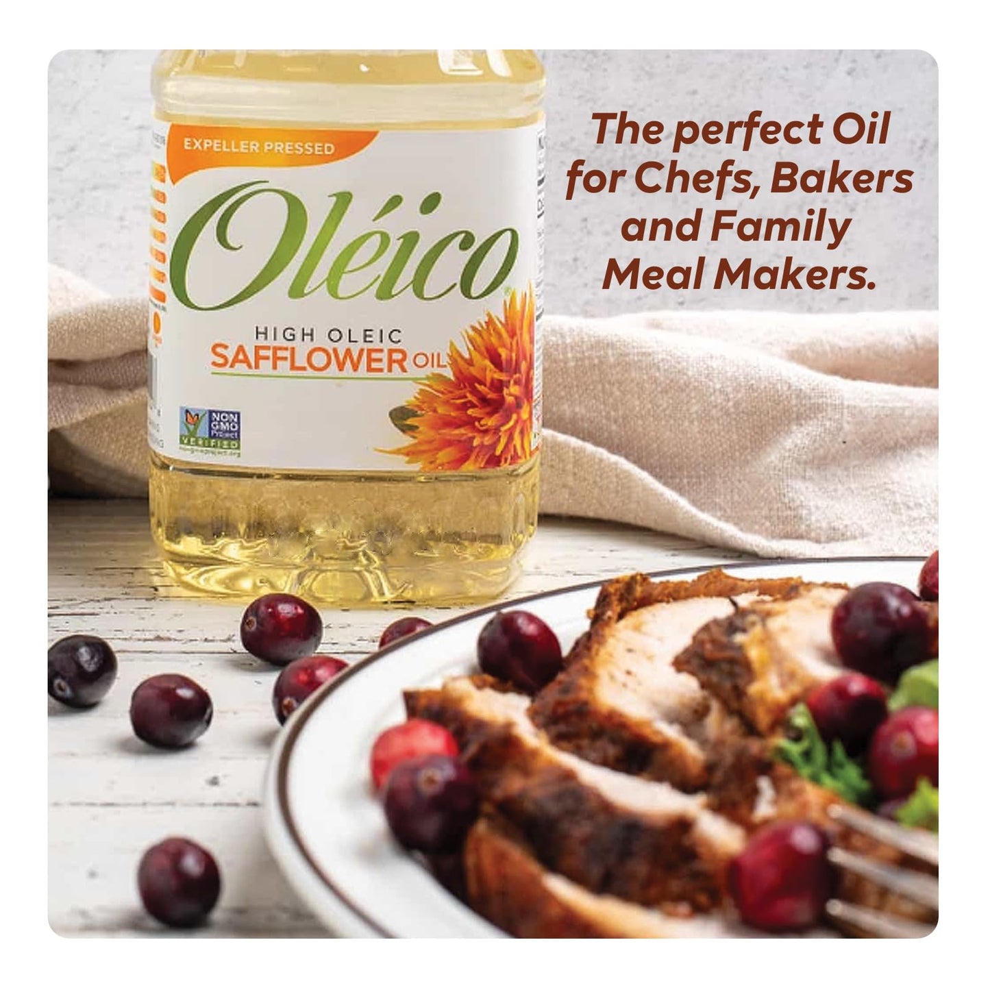 Oleico Safflower Oil - High Oleic, Non-GMO, Kosher, Expeller Pressed - 32.3 fl oz