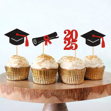 24 Pack 2025 Graduation Cupcake Toppers Class Of 2025 Graduate Cupcake Picks For 2025 Graduation Theme Birthday Party Supplies D