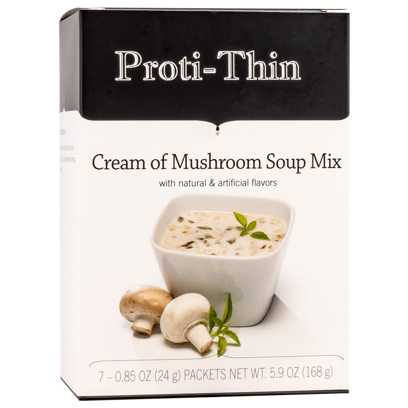 Proti-Thin High Protein Cream Of Mushroom Soup, Gluten-Free, 15G Protein, Low Calorie, Low Carb, Low Fat, No Gluten Ingredients, Healthy Instant Diet Soup Mix, Keto Friendly, Ideal Protein Compatible,1 Pack Of 7 Servings