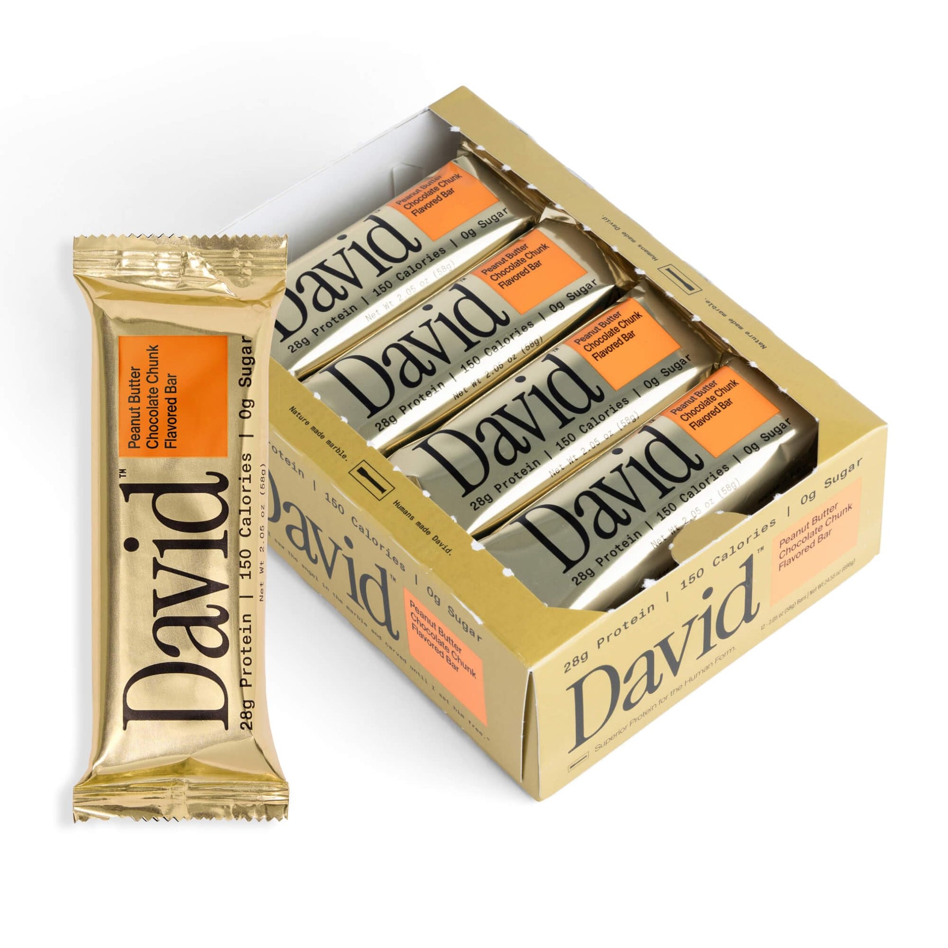 David High Protein Bars - Sugar Free, Low Carb, 28g Protein, Peanut Butter Chocolate Chunk, Pack of 12
