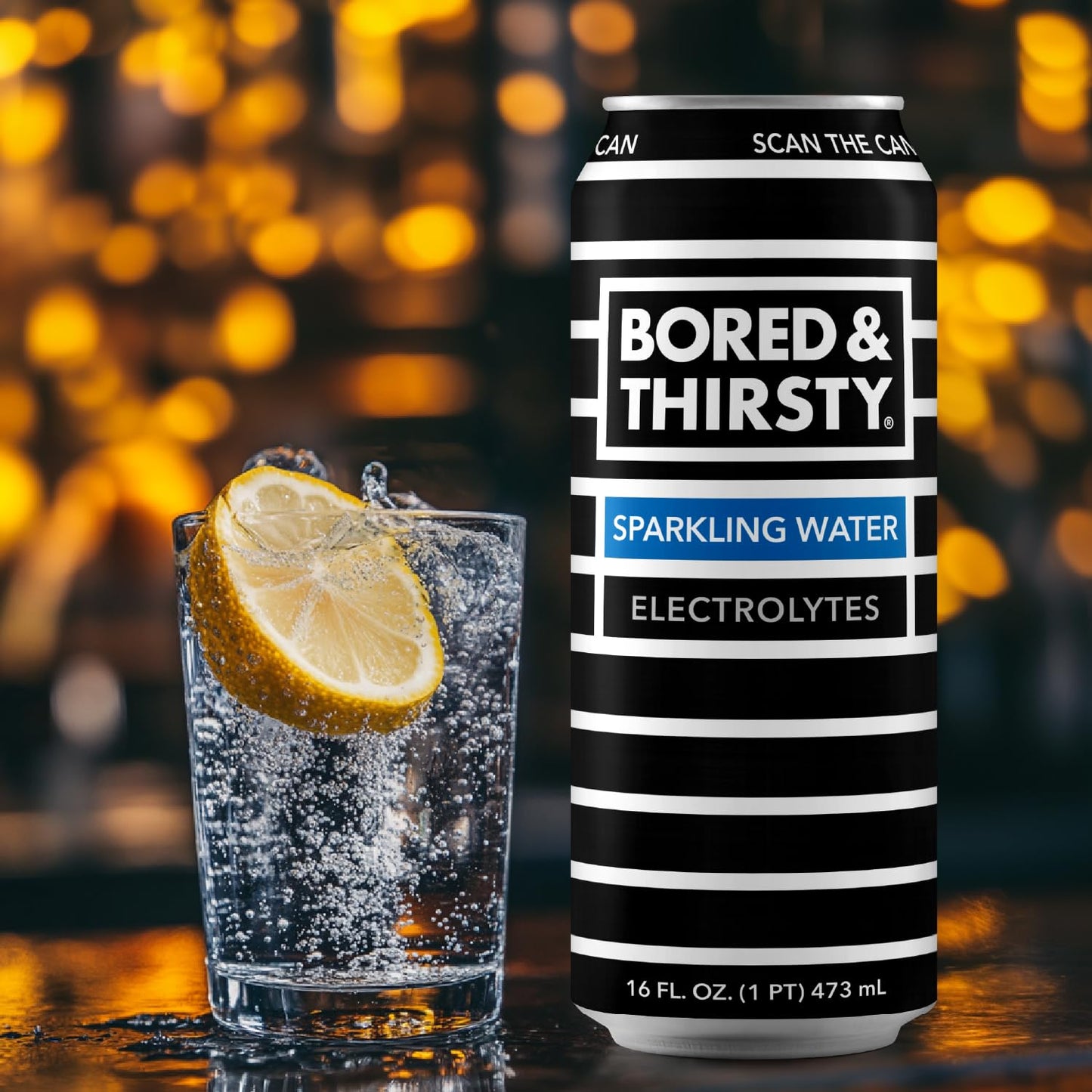 Bored & Thirsty Sparkling Water with Electrolytes, 16 Fl Oz, 12 Pack, 100% Recyclable Aluminum Cans