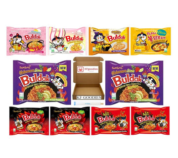 Samyang Buldak Hot Spicy Chicken Ramen Noodle Korean Stir-Fried Ramen (10, 2 2X Spicy, 2 Habanero Lime, 2 Stew, 1 Carbonara, 1 C
