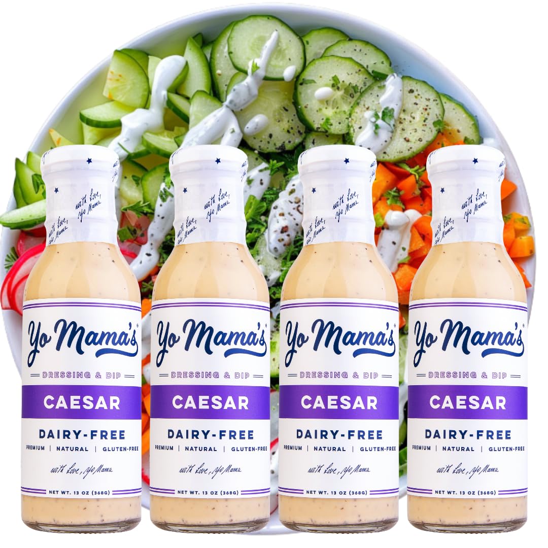 Yo Mama's Foods Keto Classic Caesar Dressing and Dip - Pack of (4) - Low Carb, Low Sodium, and Gluten-Free