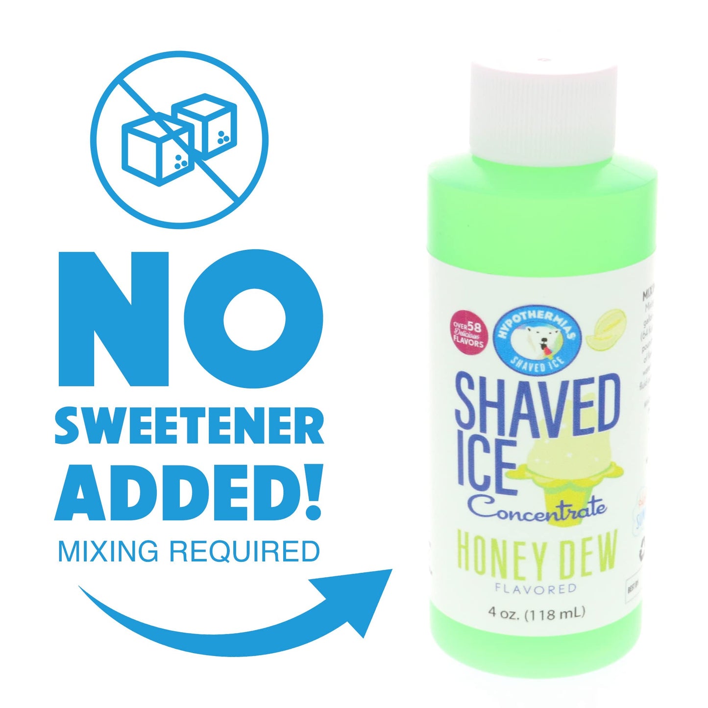 Hypothermias Shaved Ice And Snow Cone Syrup Unsweetened Flavor Concentrate - 4 Fl Oz - Makes 1 Gallon Of Ready To Use Syrup - Ho