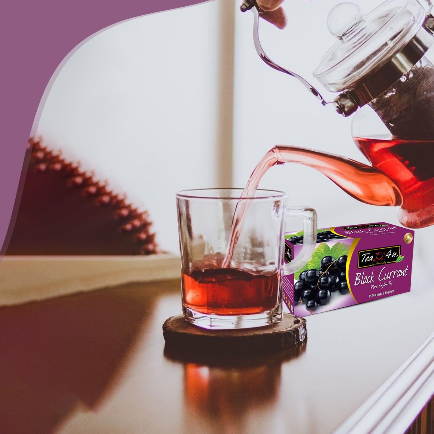 Tea4U Flavored Black Ceylon Teabags - Black Currant | Ideal Quality From Sri Lanka'S Finest Leaves And Expertly Blended - 25 Cou
