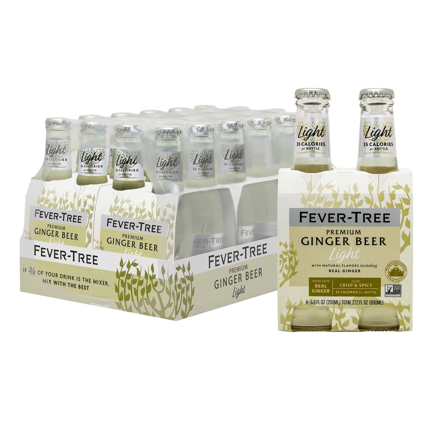 Fever-Tree Light Ginger malt-inspired, Lower in Calories, 6.8 fl oz (Pack of 24), Clear, Model FLGB64G200US-A