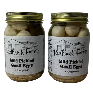 Redhawk Farms Mild Pickled Quail Eggs - Fresh Quail Eggs Hard Boiled & Pickled In A Flavorful Vinegar Brine - Gourmet Snacks & G