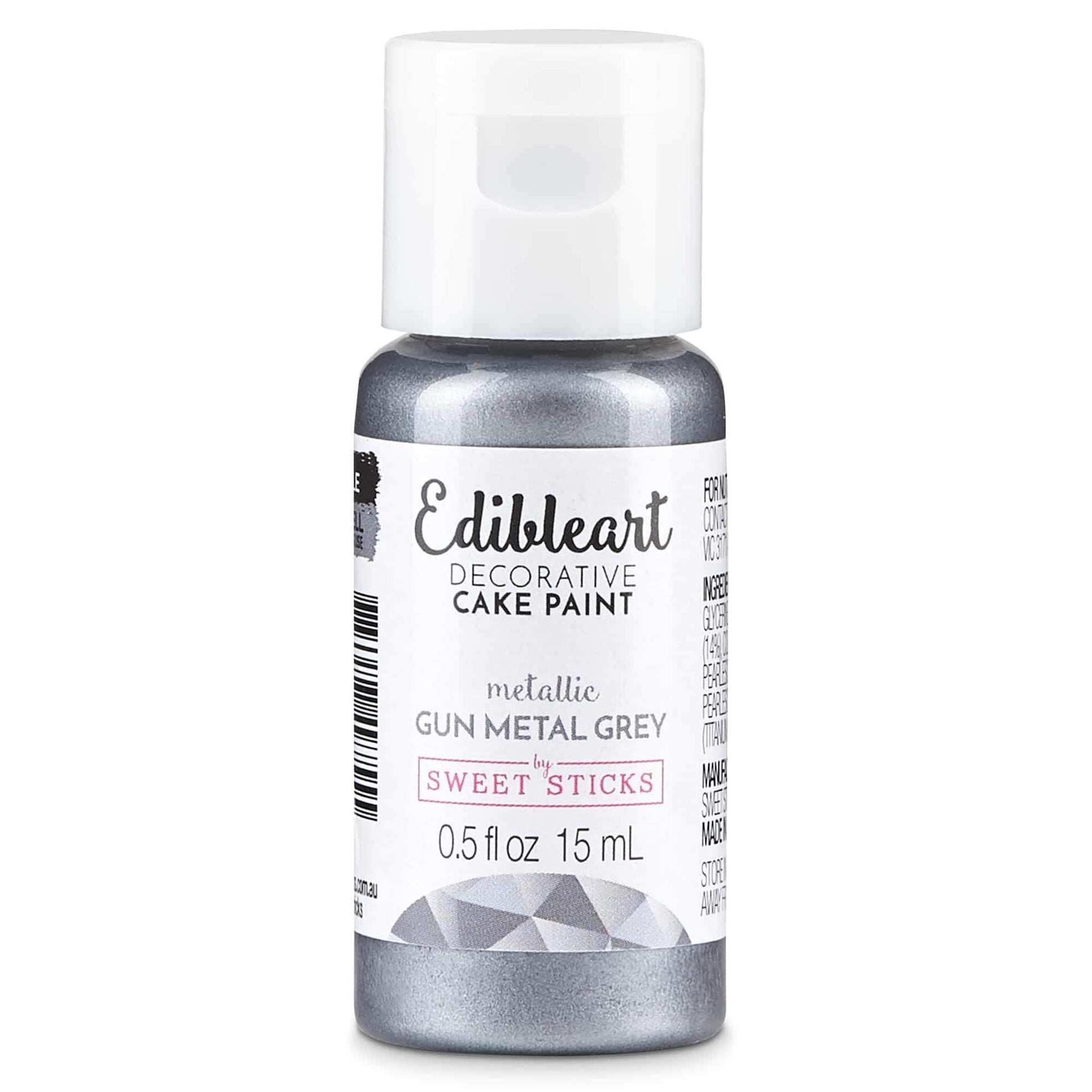SWEET STICKS Edible Art Cake Paint, Metallic Gunmetal Gray, 0.5 Fl Oz (15 mL)