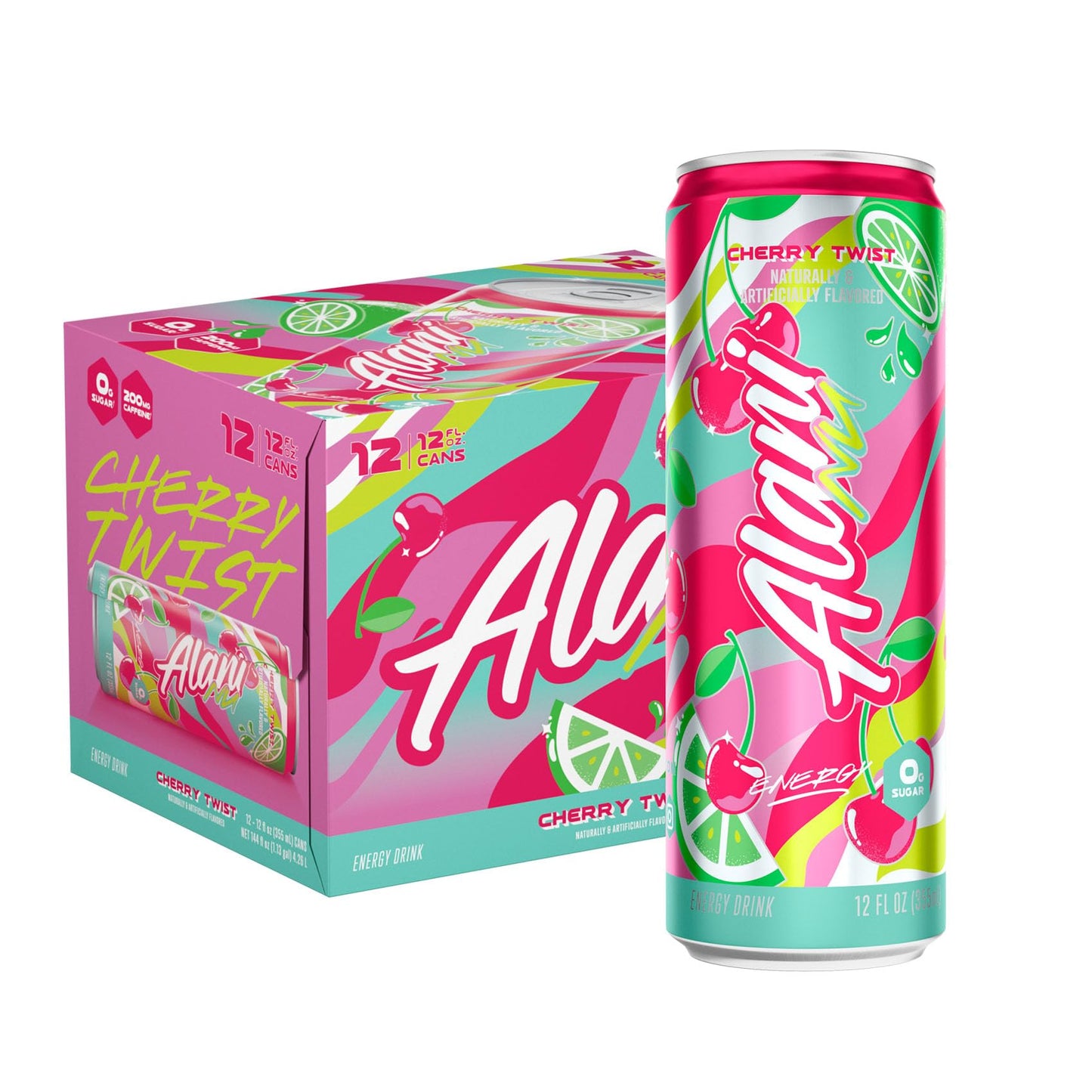 Alani Nu Energy Drinks, Sugar Free, 200mg Caffeine, 12 Fl Oz Cans, 12 Pack, Red, Model 990332740