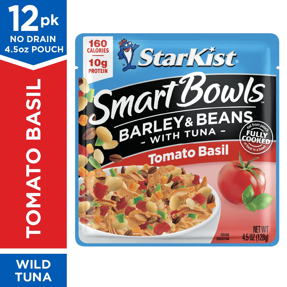 StarKist Smart Bowls Tomato Basil, 4.5 oz Pouch (Pack of 12) - Features Barley & Beans with Wild Caught Light Tuna