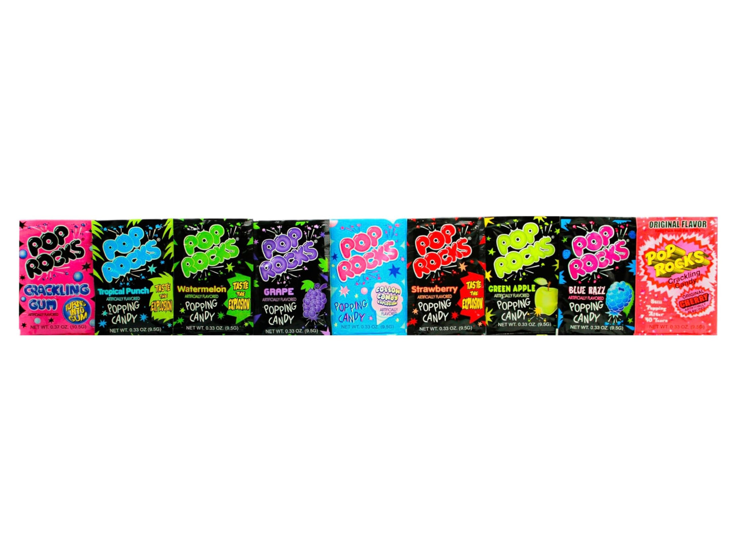 Pop Rocks (9 Pack) -9 Individually Wrapped Packets Of Pop Rocks Candies - 9 Assorted Flavors Of Crackling Popping Candys