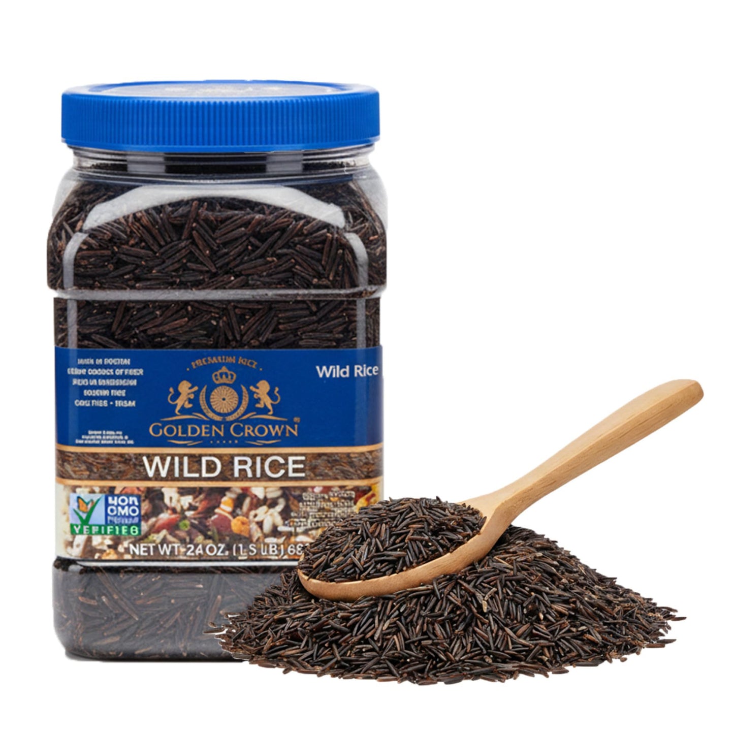 Golden Crown enhanced High Protein Wild Rice  Naturally Aged Gluten + GMO Free Vegan  Tasty and Delicious Low in Calories Grains  Great Source of Fiber and Rich in Magnesium - 24 oz (1.5Lb)