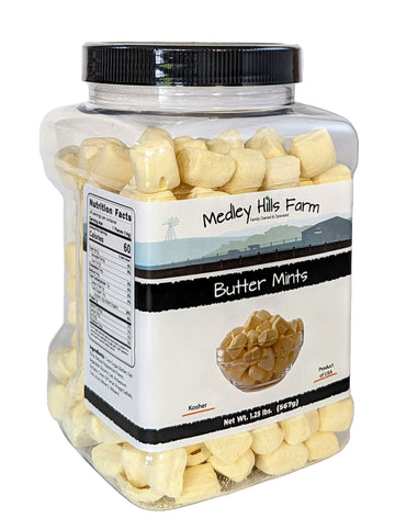 Butter Mints By Medley Hills Farm in Reusable Container 1.25 lbs. - After dinner mints candy Yellow - Great wedding candy favors