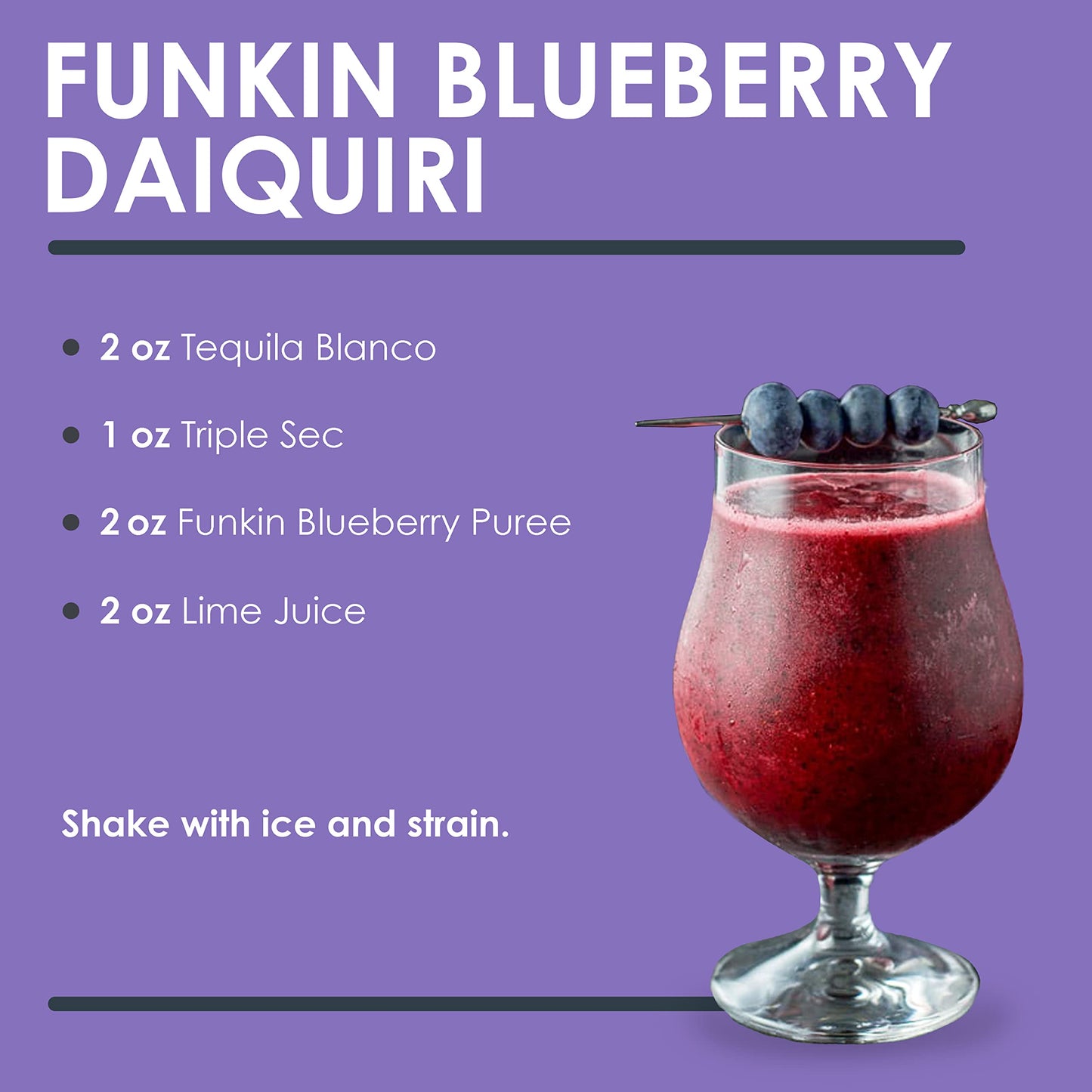 Funkin Blueberry Puree | 100% Real Fresh Fruit Juice For Cocktails, Drinks, Smoothies, Cooking 2.2 Lbs With No Added Preservativ