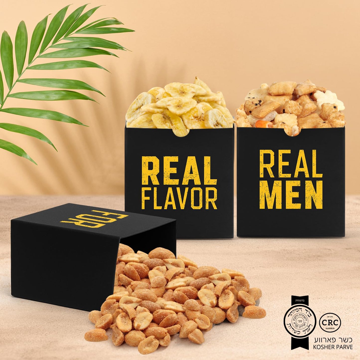Mens Nut Gifts Box, Featuring Spicy Peanuts, Rice  Ers And Banana Chips In 3 Cube Boxes, Ideal Gift For Men.