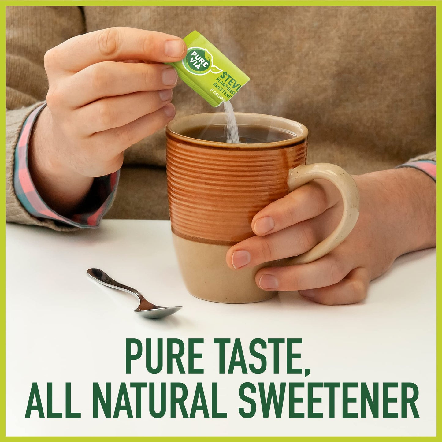 Pure Via Stevia Sweetener Packets, Sugar Substitute, Natural Sweetener, Erythritol Free, Zero Calorie Natural Sweetener Packets,