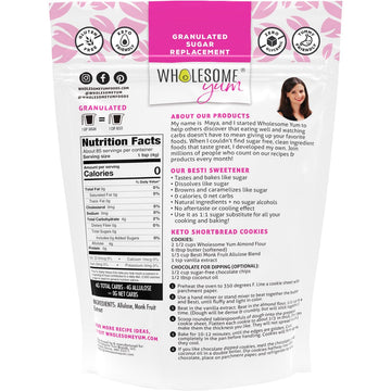 Wholesome Yum Besti Natural Sugar Substitute - Keto Granulated Monk Fruit Sweetener Blend With Allulose (No Erythritol) - Non GM