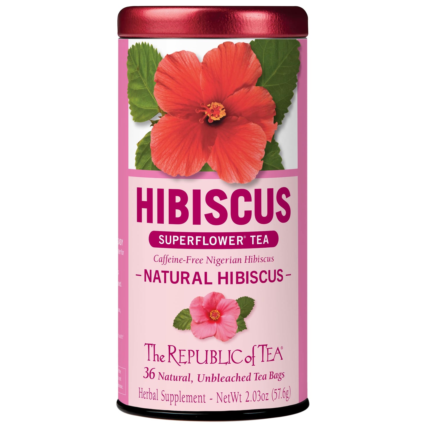The Republic of Tea Natural Hibiscus SuperFlower Tea - 36 Tea Bags - Red - Model mp-40440