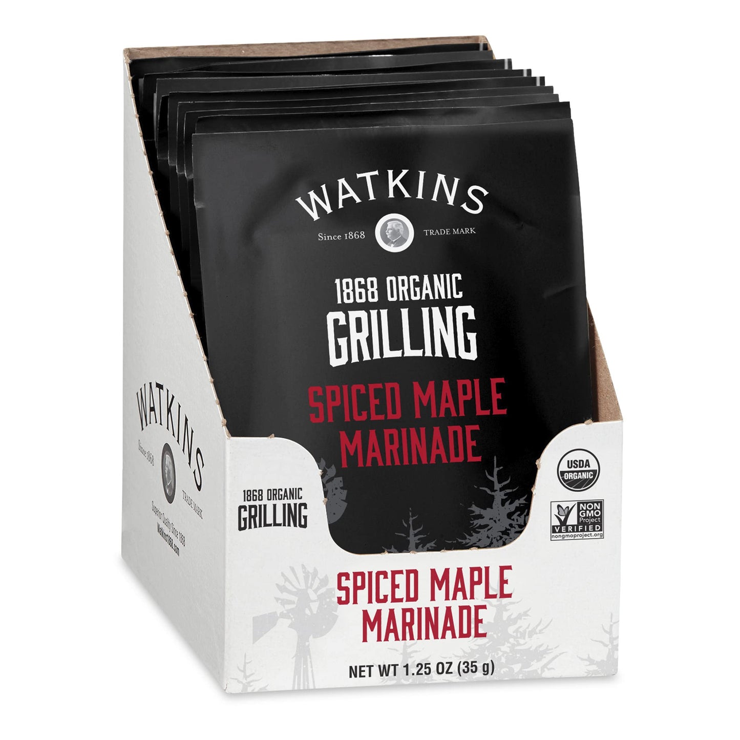 Watkins Organic Grilling Marinade, Maple Flavor, 1.25 Oz each, 12 Count