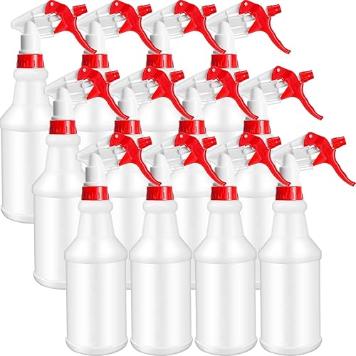 Eccliy 12 Pcs 16 Oz Plastic Spray Bottle, Leak Proof Empty And Reusable For Cleaning Solutions, Water, Auto Details Or Bathroom
