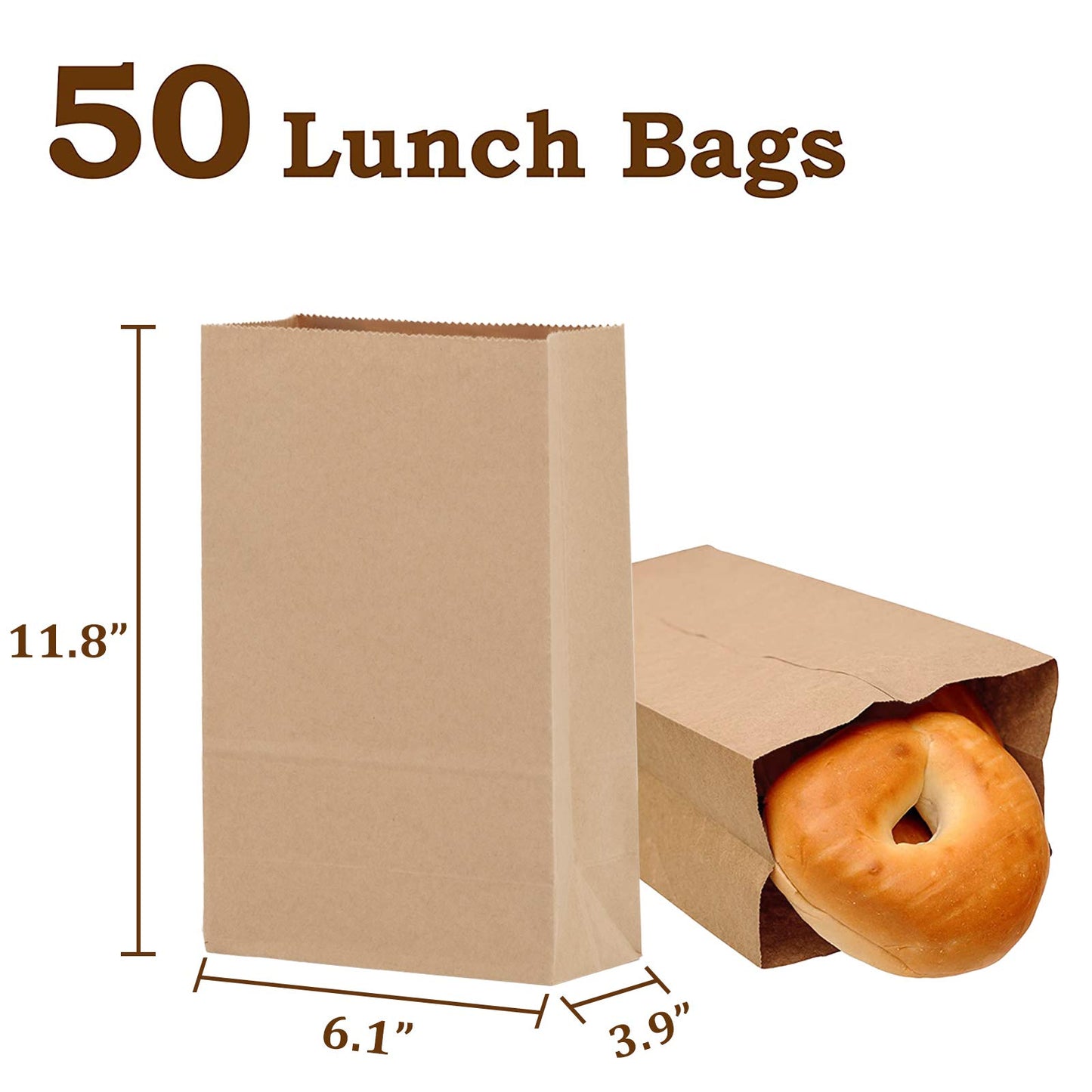 Paper Lunch Bags 100 Count Brown Lunch Bags 8Lb Brown Paper Bags Sack Bulk Strong For Small Business