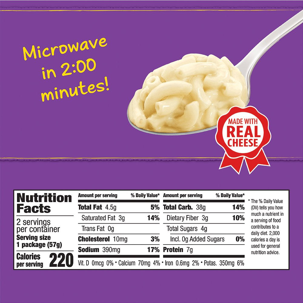 Annie'S White Cheddar Macaroni & Cheese, Microwavable Mac & Cheese, 2 Ct 4.02 Oz