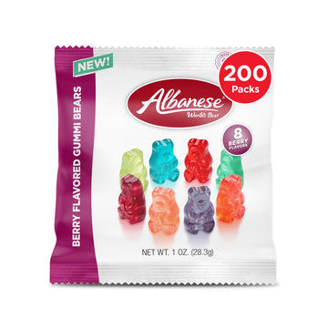 Albanese World's Best Berry Flavored Gummi Bears, 1oz Bags of Candy, Individually Wrapped Pack of 200