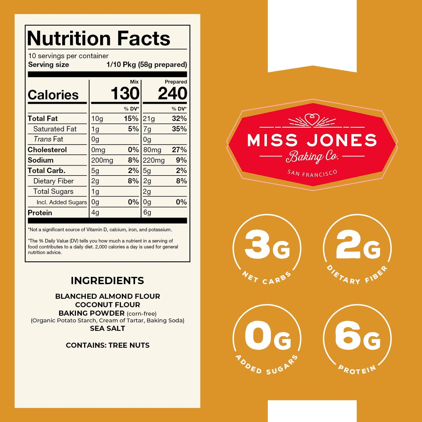 Miss Jones Baking Not Cornbread Muffin Mix - Almond Flour, Gluten Free, Low Carb, No Sugar Added, Naturally Sweetened Desserts &