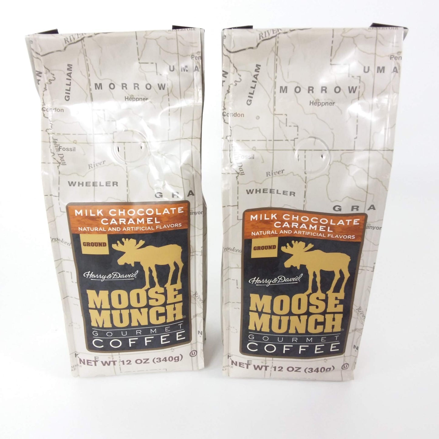 Harry And David Milk Chocolate Caramel Moose Munch Coffee - 2 Items Included - Two 12 Oz Bags Of Gourmet Ground Coffee - A Delicious Start To Your Day!