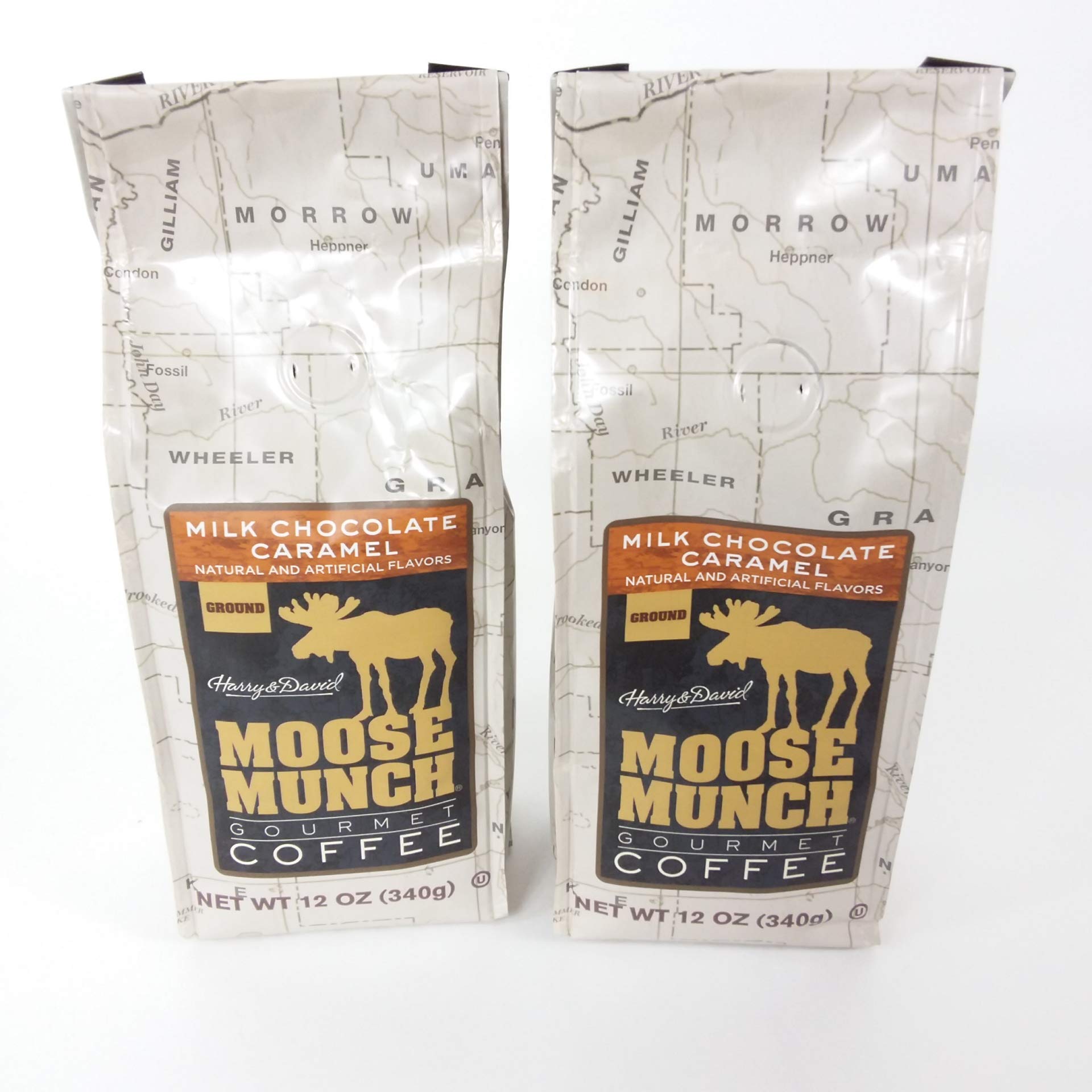 Harry And David Milk Chocolate Caramel Moose Munch Coffee - 2 Items Included - Two 12 Oz Bags Of Gourmet Ground Coffee - A Delicious Start To Your Day!